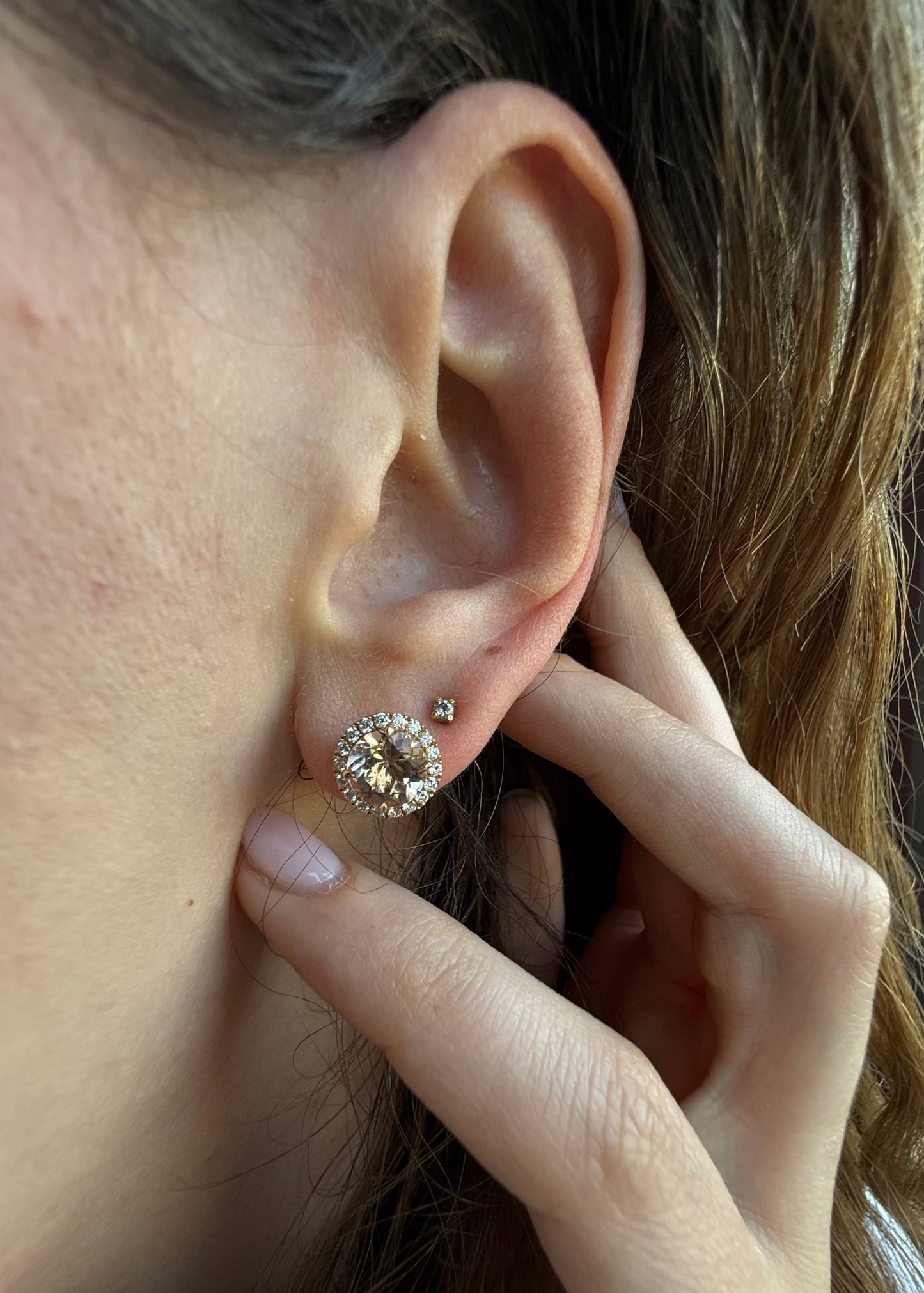 Orecchini Morganite Round gold- Risi Gioielli