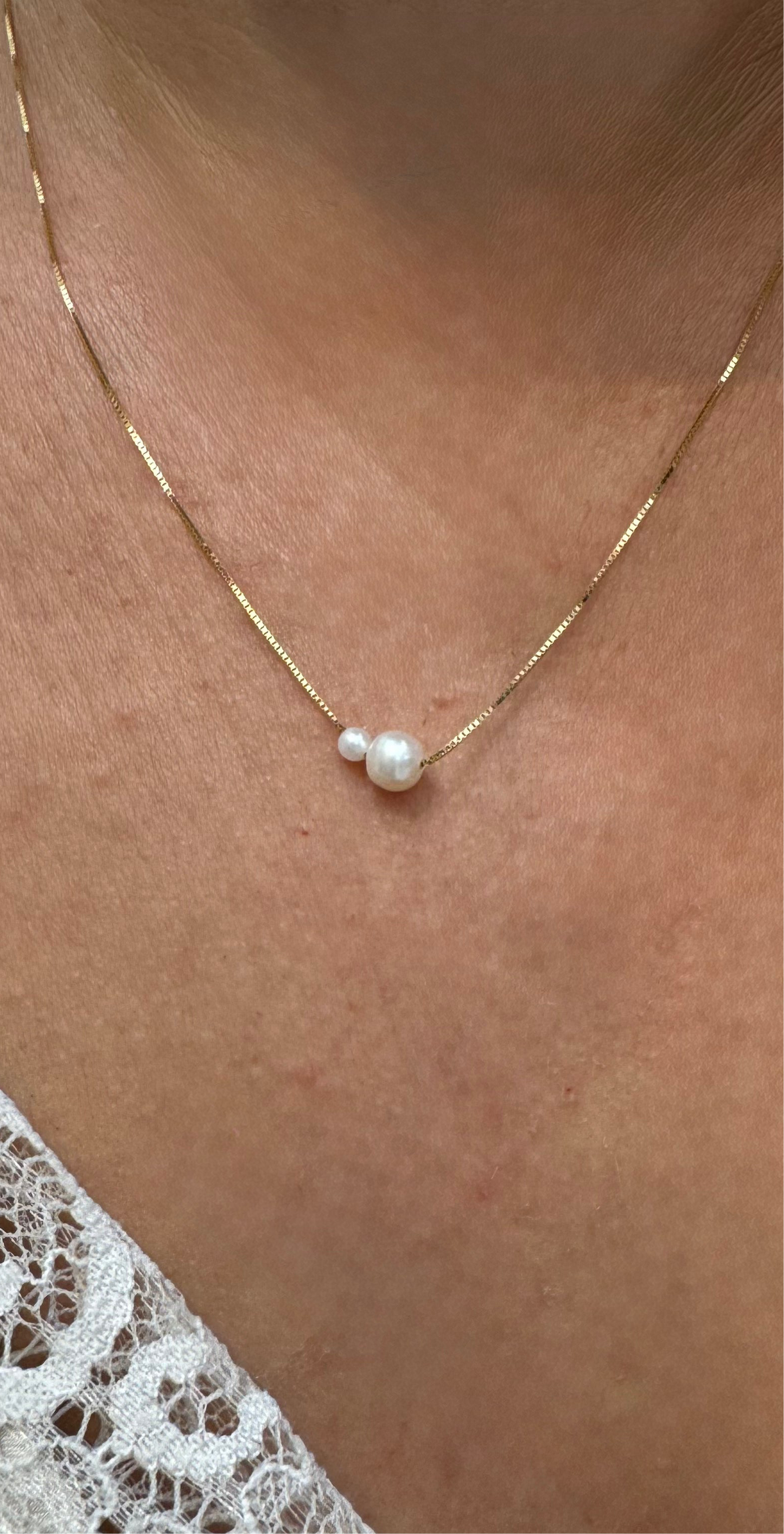 Collana 2 Perle mini gold - Risi Gioielli
