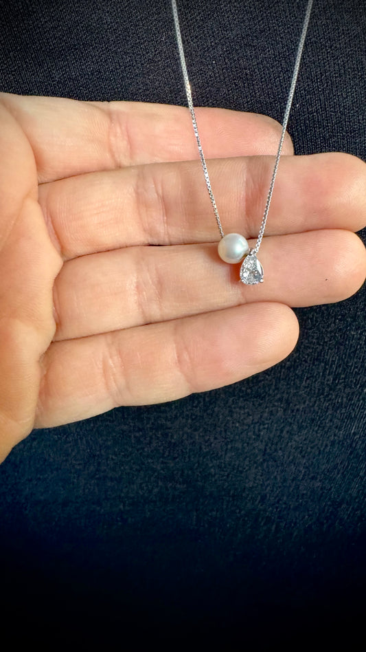Collana Puntoluce goccia con perla - Risi Gioielli