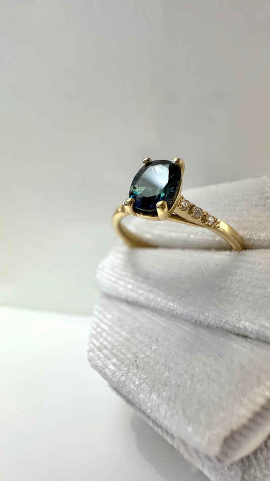 Anello zaffiro Teal Blue