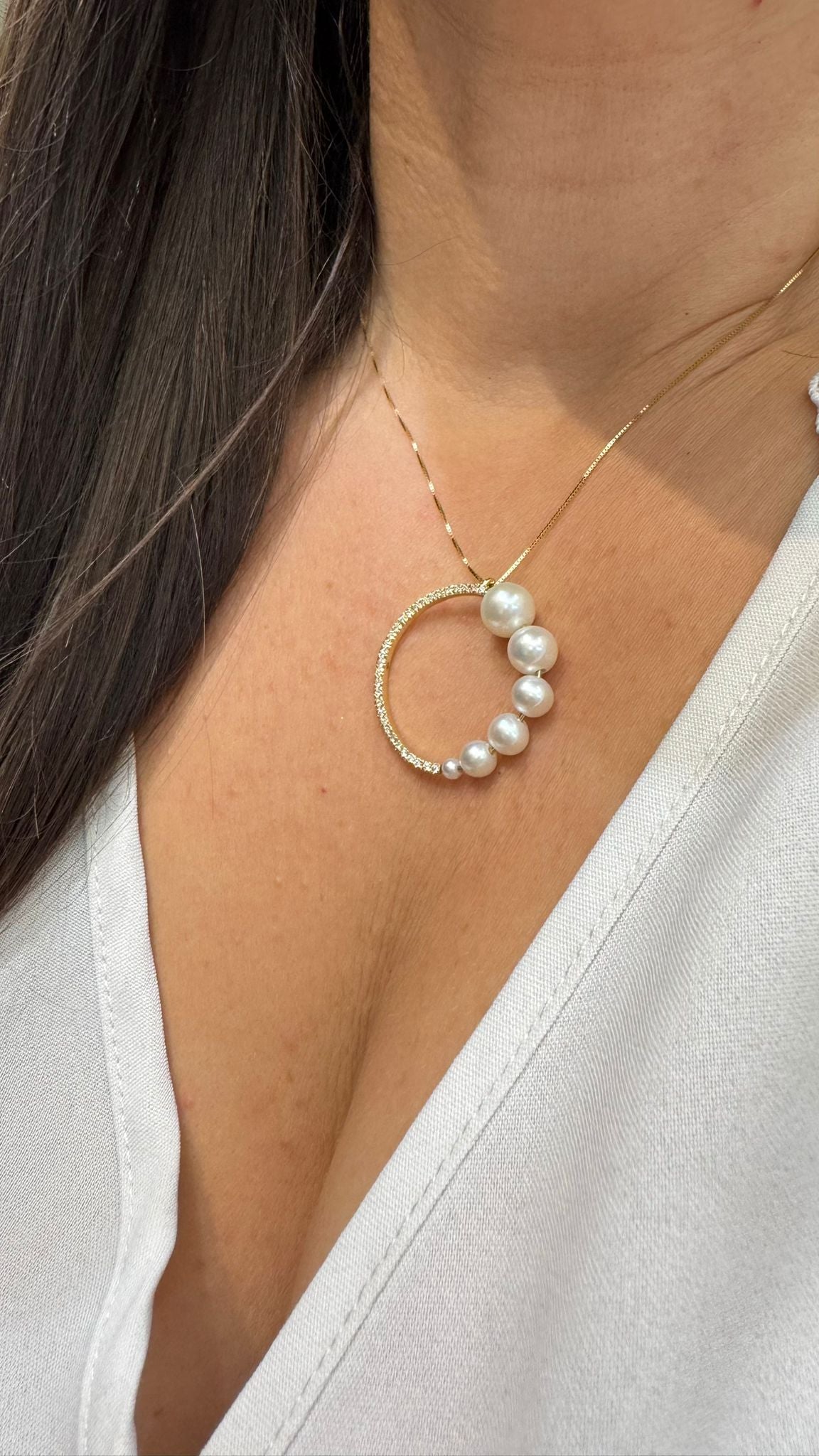 Collana Circle of pearls maxi